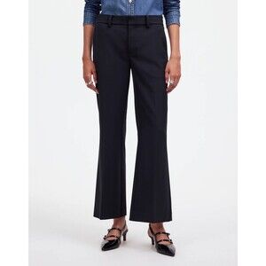 MADEWELL Petite Kick Out Crop Pants in Wool-Blend Twill 4P True Black B16
